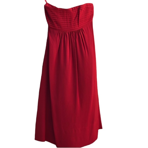 Banana Republic 100% Silk Red Pleated Bust Midi Dress NWT Women’s Size 4 - Picture 4 of 8